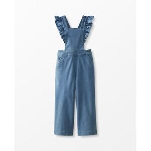 Hanna Andersson • Ruffle Light Wash Denim Jumpsuit Stretch Corduroy Girls Sz 8
